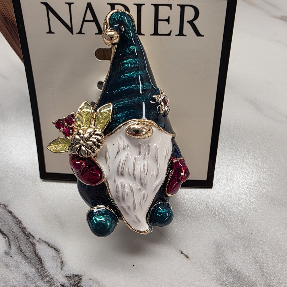 Napier Festive Christmas  Gnome Brooch